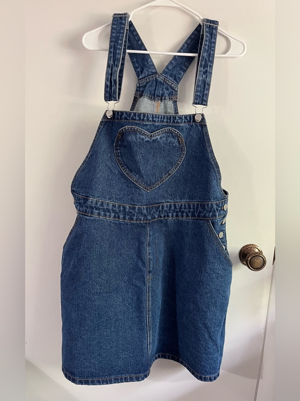 Shiny by Nature Blue Medium-Wash Denim Pinafore Overalls Mini-Midi Dress XL